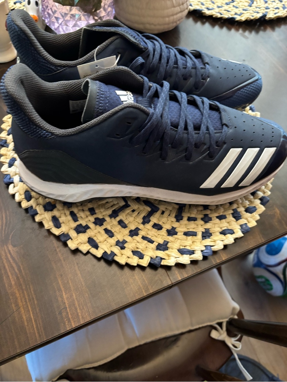 adidas Navy and White Sports Spike Baseball Cleats. NWT